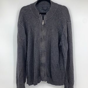 Attention Mens Large‎ Full Zip Cardigan Sweater Ribbed 100% Recycled Cotton